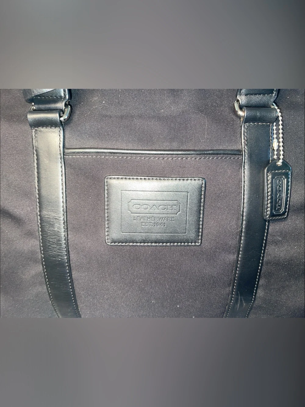 Coach Large Black Nylon & Leather Travel Tote #F77002